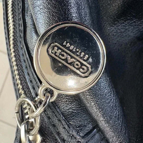 Coach Black Leather Handbag with Silver Accents - Picture 8 of 8